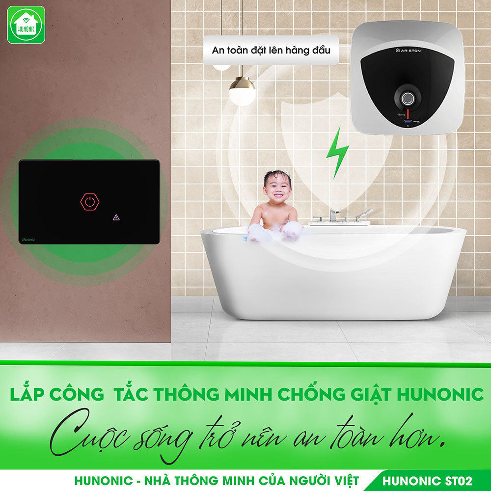 Công Tắc Chống Giật Wifi Hunonic Datic Màu Đen